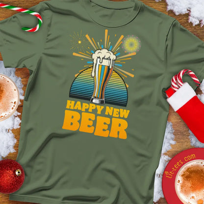 Happy New Beer with fireworks