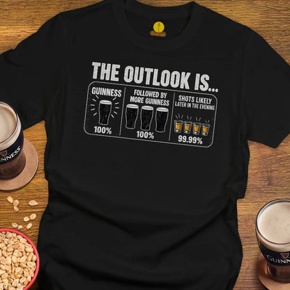 The outlook is Guinness on a Black Tee Shirt